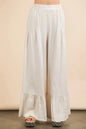 Oatmeal Very J Palazzo elastic waist comfy pants from Trendsi, featuring a relaxed fit and soft fabric for casual wear.