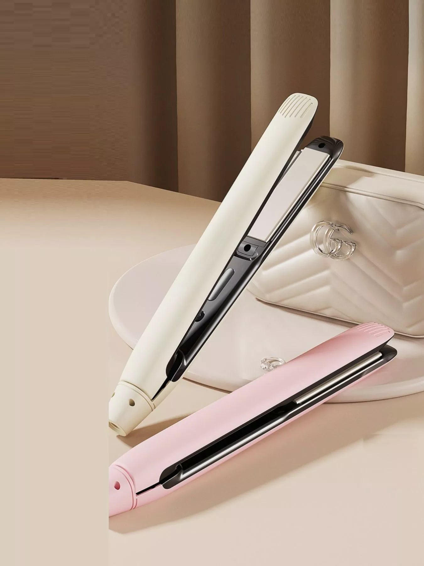 Off-white Trendsi hair straightener with European plug and fast heating for sleek, straight hair styling.