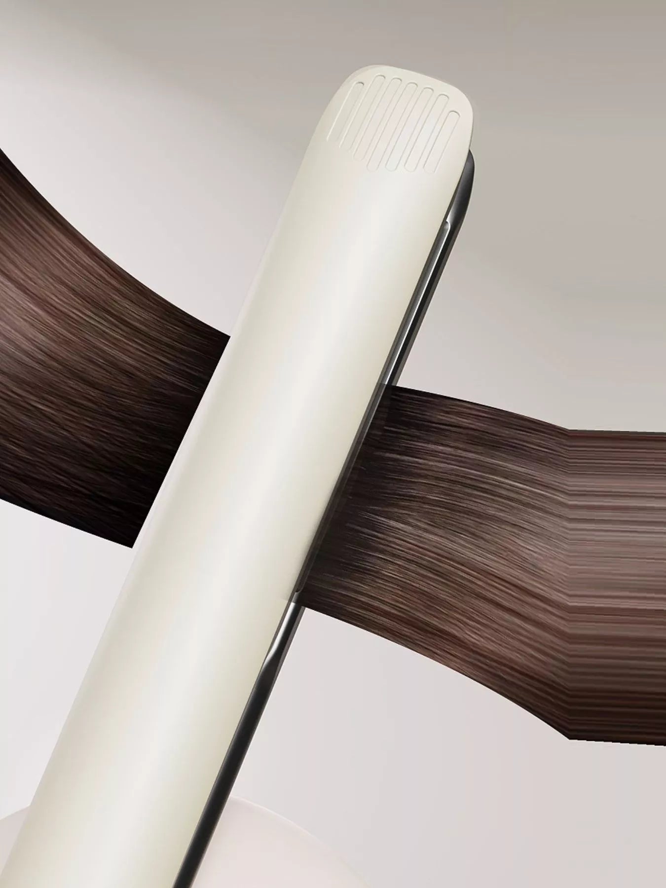 Off-white Trendsi fast heating hair straightener with European plug, showcasing sleek design and ceramic plates for smooth styling.