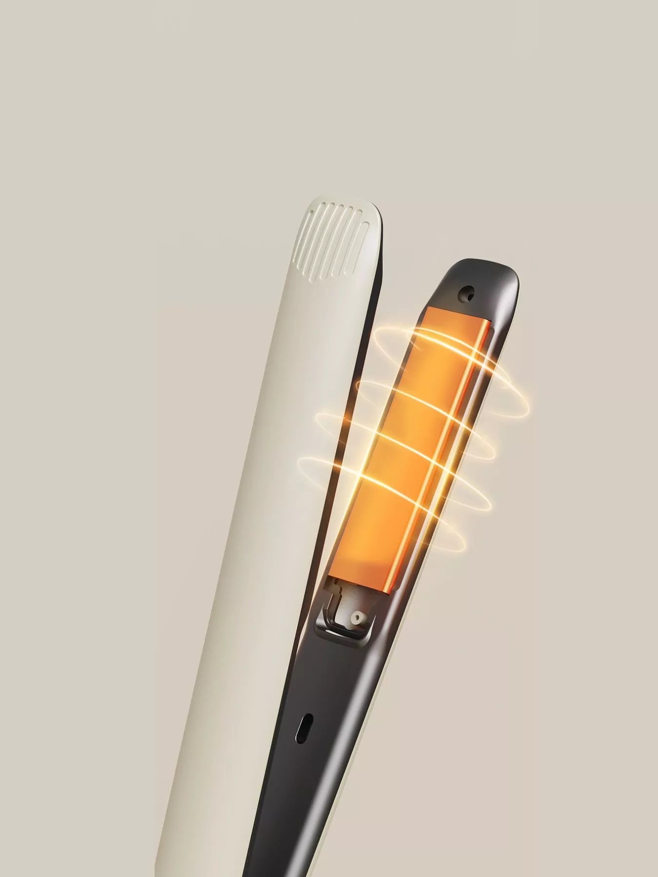 Off-white Trendsi fast heating hair straightener with European plug, ceramic plates for smooth, sleek styling.