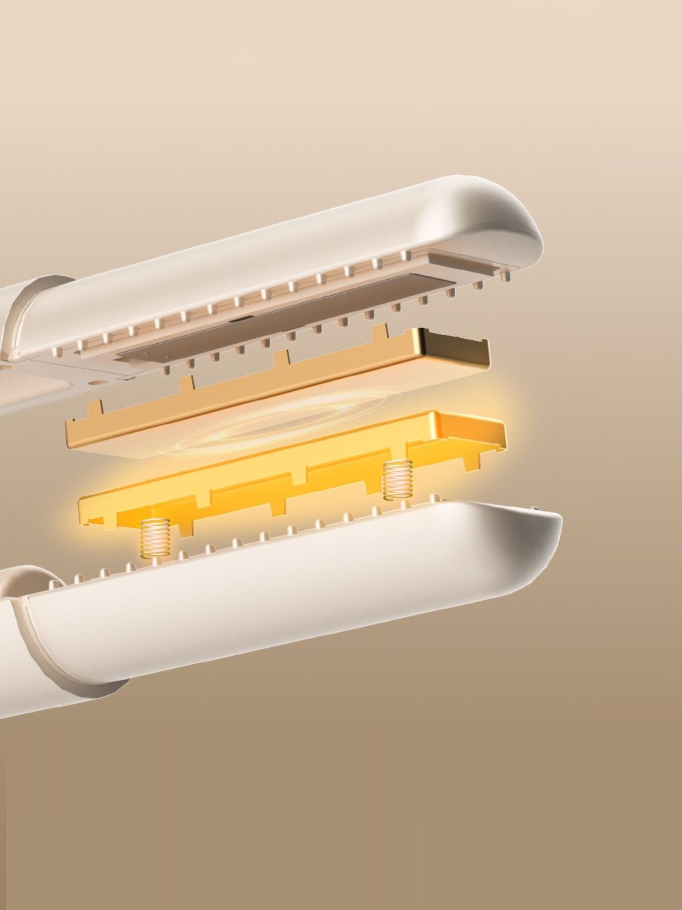 Off-white adjustable temperature hair straightener from Trendsi, featuring sleek design and ceramic plates for smooth styling.