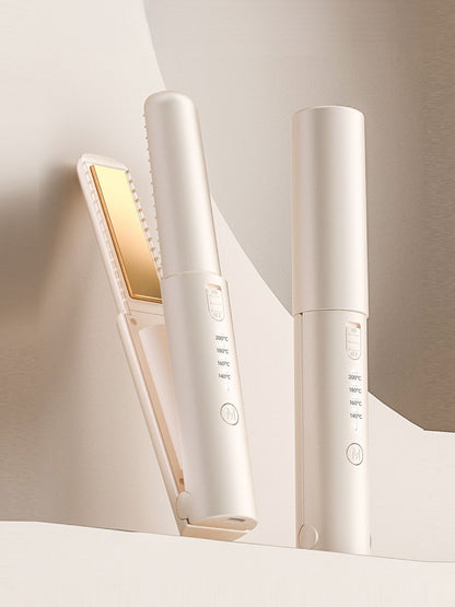 Off-white adjustable temperature hair straightener by Trendsi with ceramic plates and ergonomic handle for sleek styling.