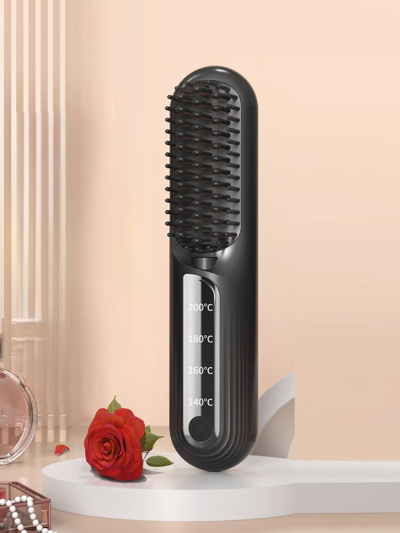 Off-white Trendsi fast heating straightening comb with wide teeth and ergonomic handle for smooth, efficient hair styling.