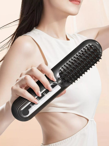 Off-white Trendsi fast heating straightening comb with wide teeth for easy styling and hair smoothing.