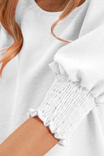 Off-white BiBi Air Flow balloon shorts sleeves top by Trendsi featuring a relaxed fit and stylish design.