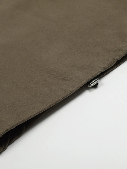 Men's olive brown wide leg drawstring elastic waist pants by Trendsi, relaxed fit with comfortable elastic waistband.