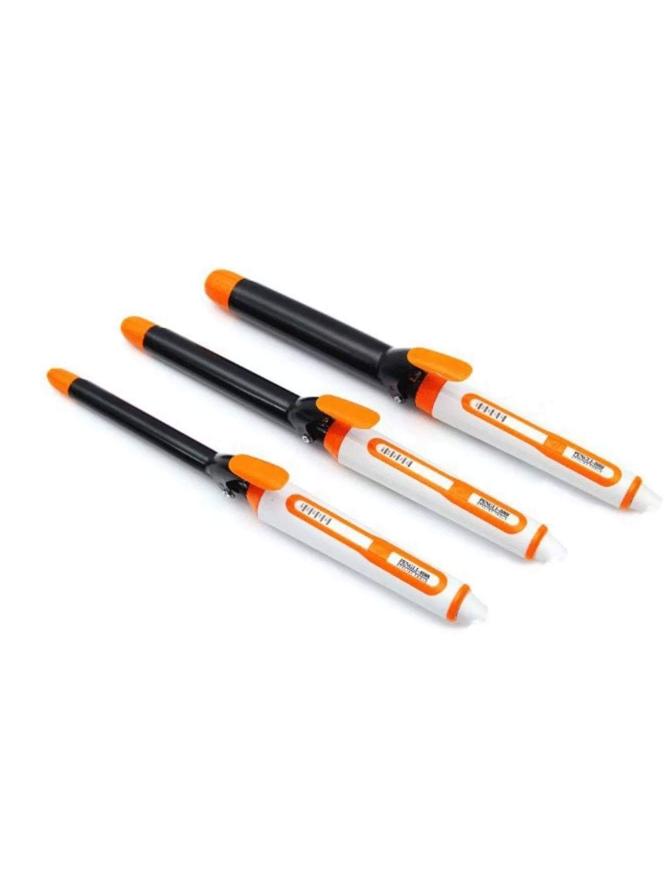Trendsi orange and black 19mm adjustable temperature curling iron wand with European plug, featuring a sleek design and ergonomic handle.