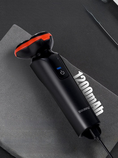Orange Trendsi 3-head rotary electric shaver with a sleek design and ergonomic handle for a close, comfortable shave.