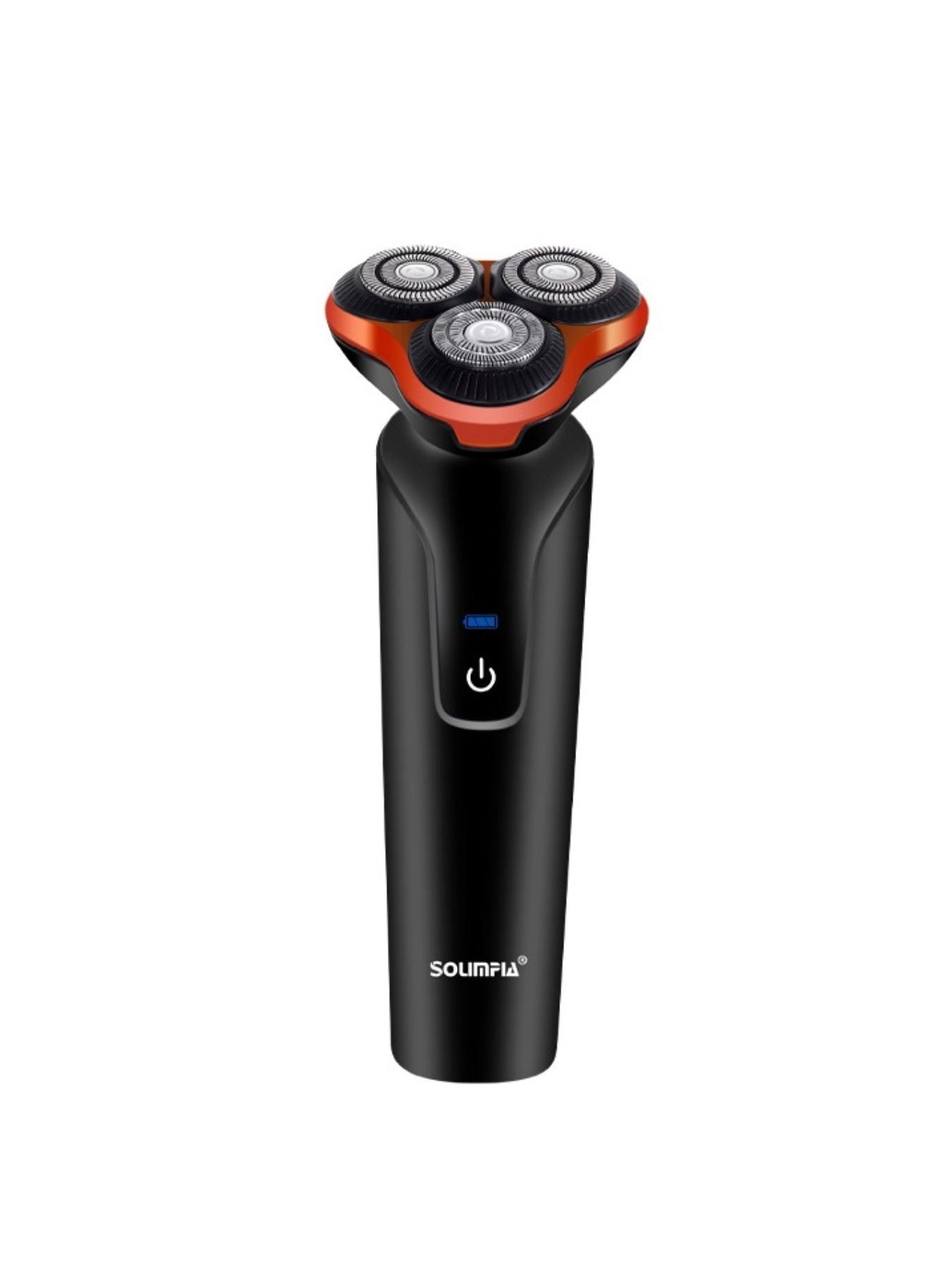 Orange 3-head rotary electric shaver by Trendsi with a sleek design for close, comfortable shaving.