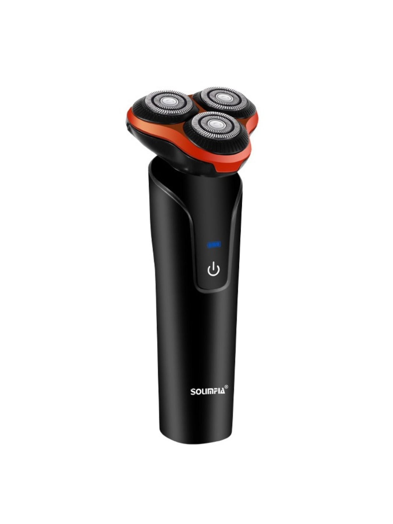Orange 3-head rotary electric shaver by Trendsi with ergonomic design and multiple shaving heads for smooth grooming.
