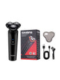 Orange Trendsi 3-head rotary electric shaver with ergonomic handle, designed for smooth, close facial hair grooming.