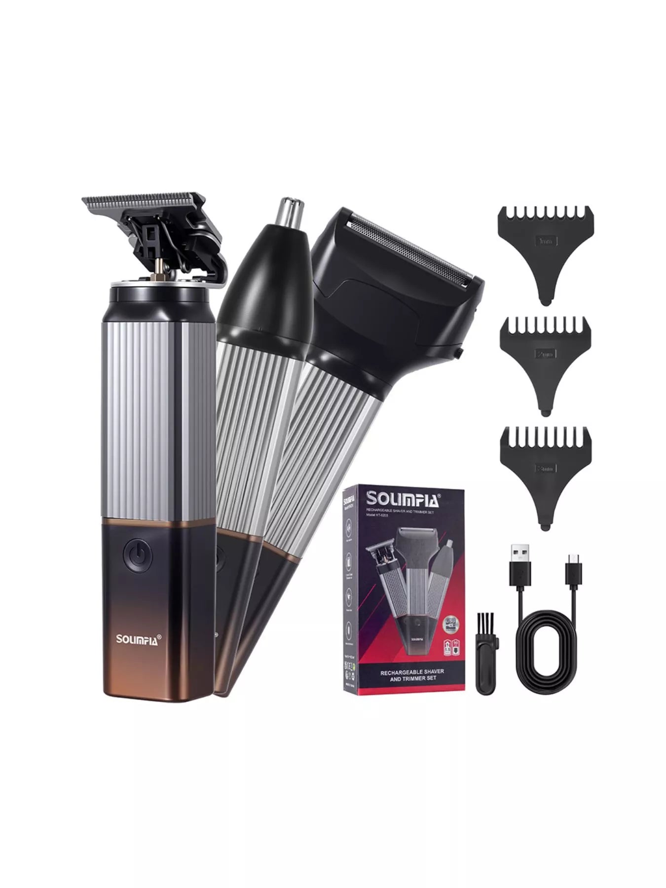 Rechargeable cordless hair clipper by Trendsi, orange color, compact design, with adjustable blades for easy hair trimming.