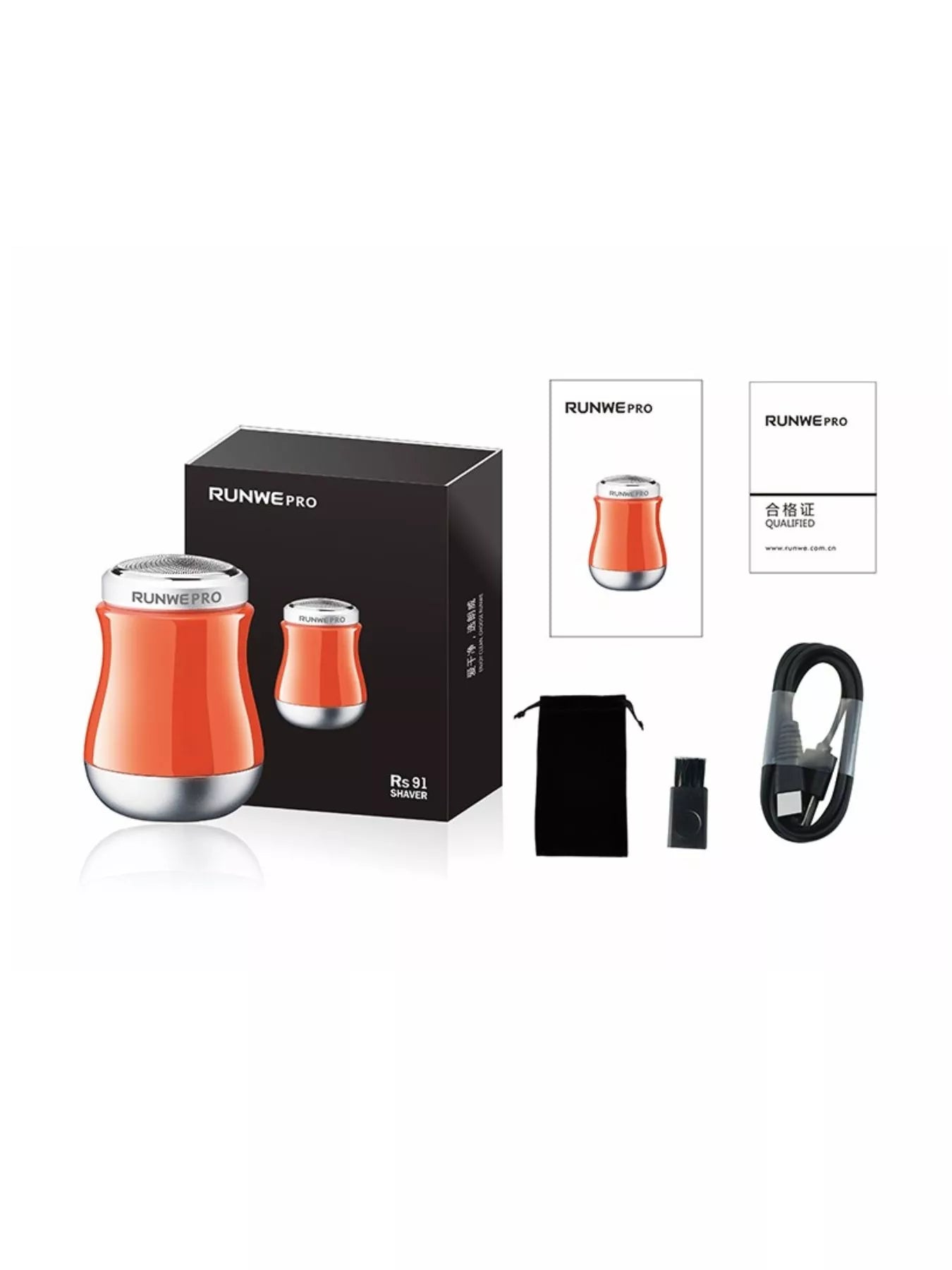 Orange Trendsi portable mini electric shaver with compact design and foldable handle for easy travel grooming.