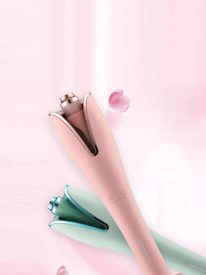 Automatic rotating hair curling iron by Trendsi in pale blush, European plug, with a sleek design for easy curling.