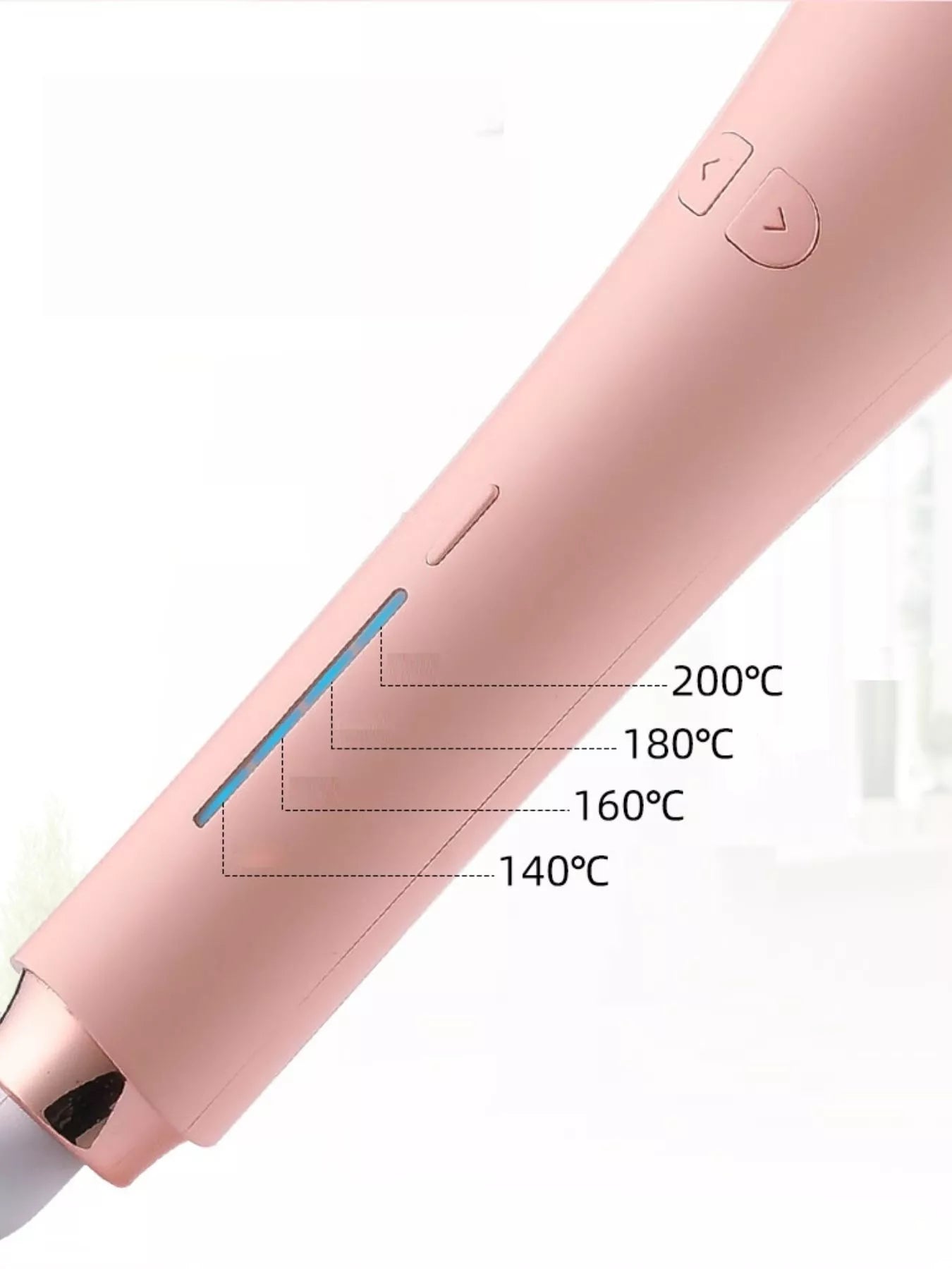 Trendsi automatic rotating hair curling iron with pale blush finish, European plug, designed for effortless, even curls.