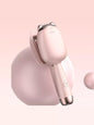 Cat-shaped heated curling iron in pale blush color with European plug, designed for creating stylish curls and waves.