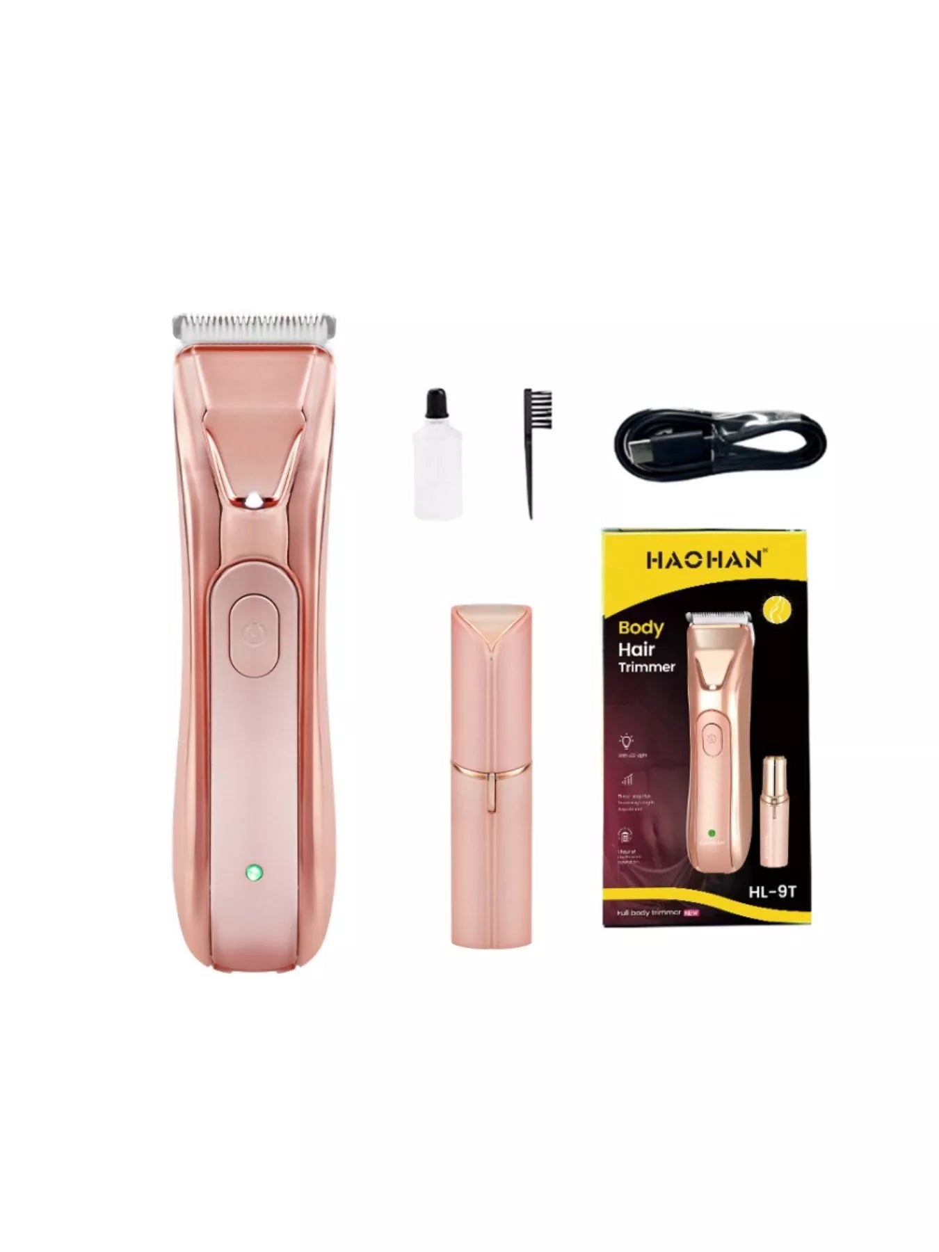 Trendsi 2-piece portable rechargeable hair removal kit in pale blush, featuring compact devices for easy at-home hair removal.