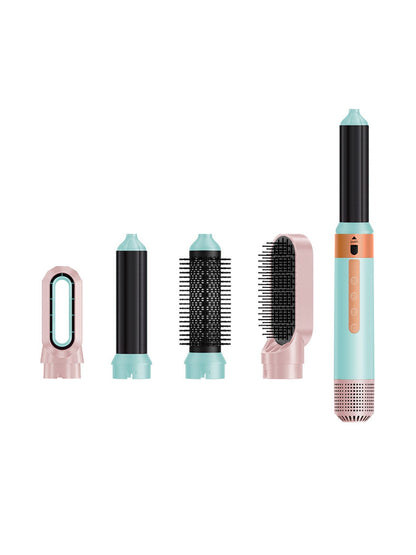 Pastel blue Trendsi 5-in-1 hot air brush with European plug for versatile hair styling and blow-drying.