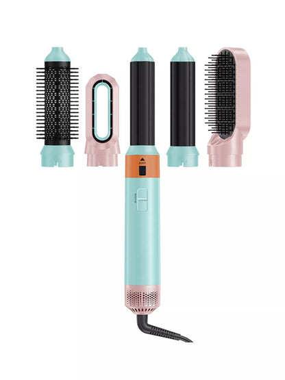 Pastel blue 5-in-1 interchangeable curling iron wand set by Trendsi with North American plug, showcasing multiple curling wand attachments