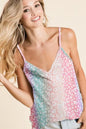 Trendsi BiBi Gradation Leopard sleeveless top with pastel multi-color leopard print and fitted style.