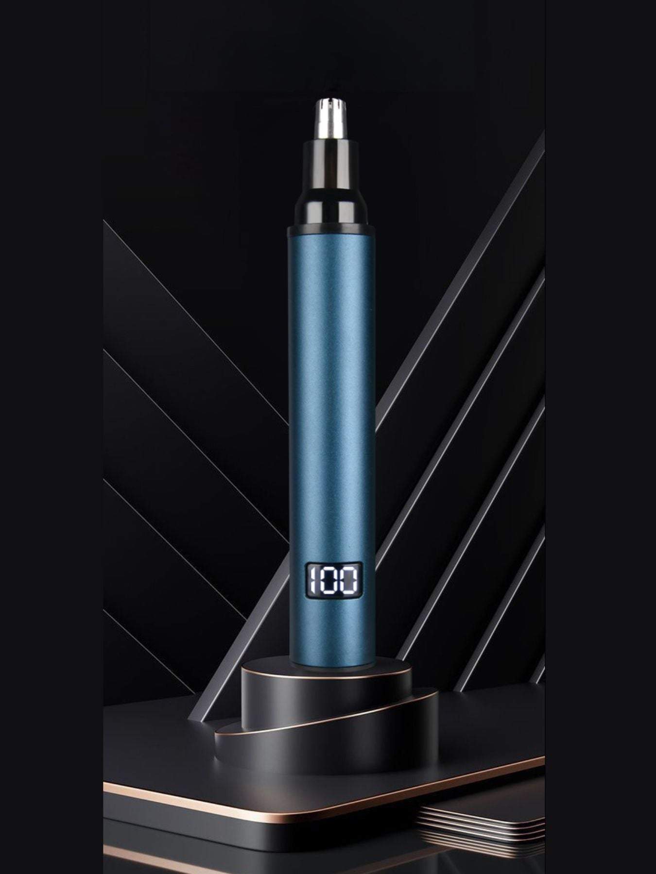 Peacock blue Trendsi rechargeable digital display nose hair trimmer with compact design and precision trimming blades.