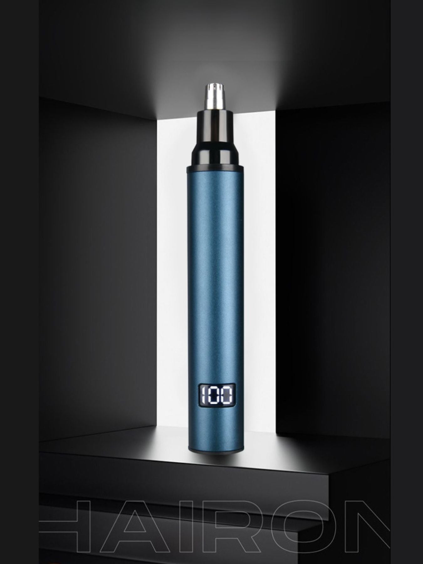 Peacock blue rechargeable digital display nose hair trimmer by Trendsi with sleek design and adjustable trimming head.