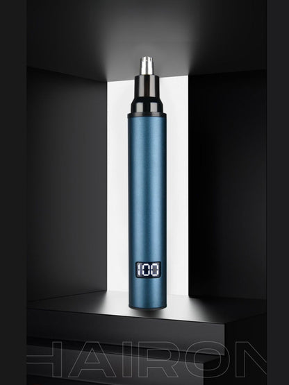 Peacock blue rechargeable digital display nose hair trimmer by Trendsi with sleek design and adjustable trimming head.