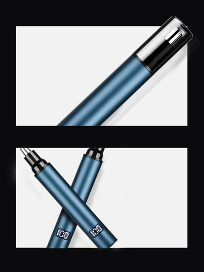 Peacock blue rechargeable digital display nose hair trimmer by Trendsi with compact design and precision trimming features.