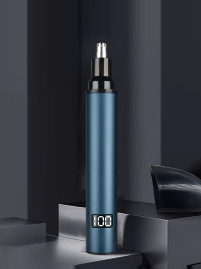 Peacock blue rechargeable digital display nose hair trimmer from Trendsi with compact design and precision trimming blades.