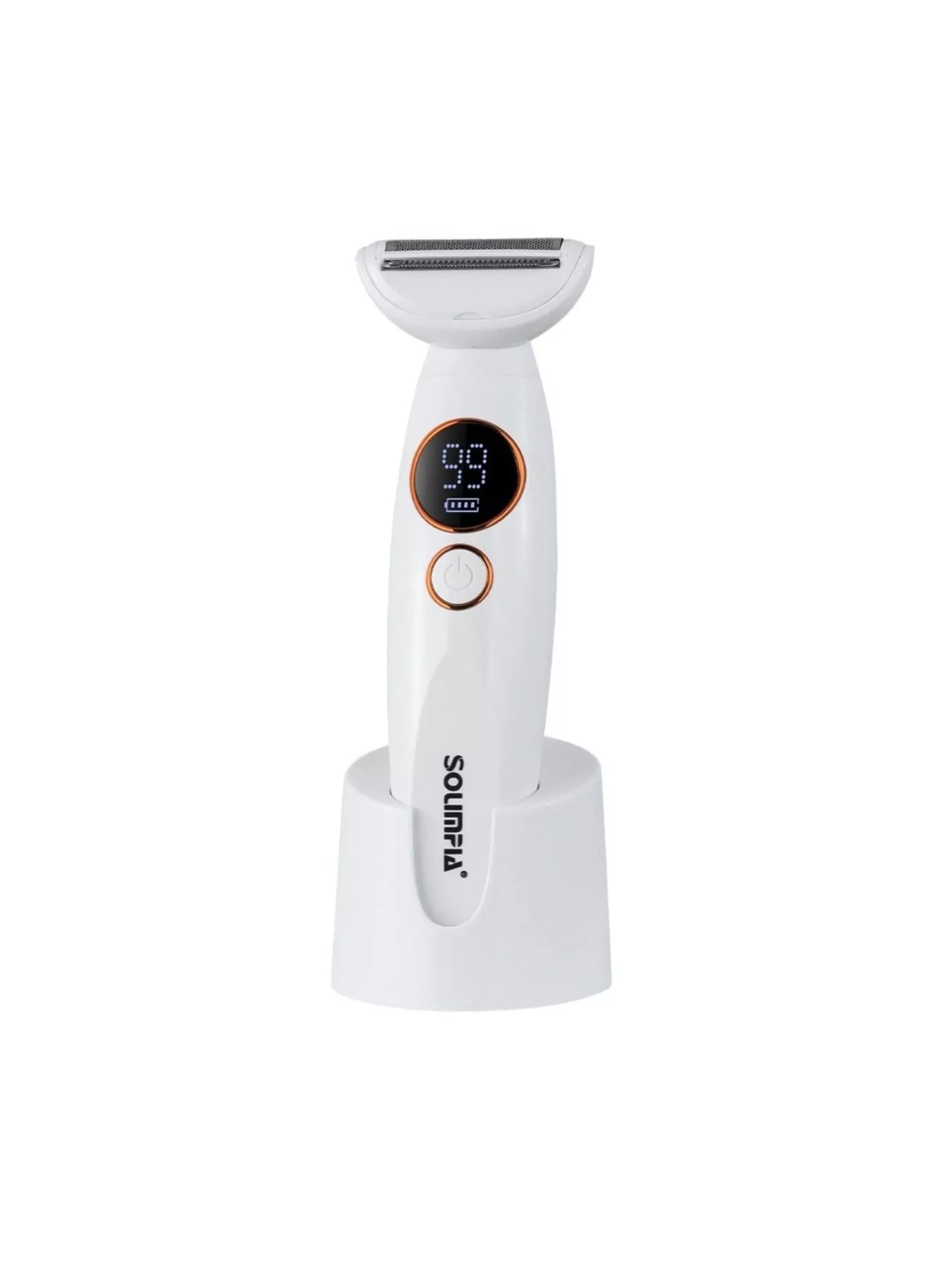 Pearl white rechargeable electric hair removal epilator by Trendsi, compact design with multiple attachments for smooth skin.
