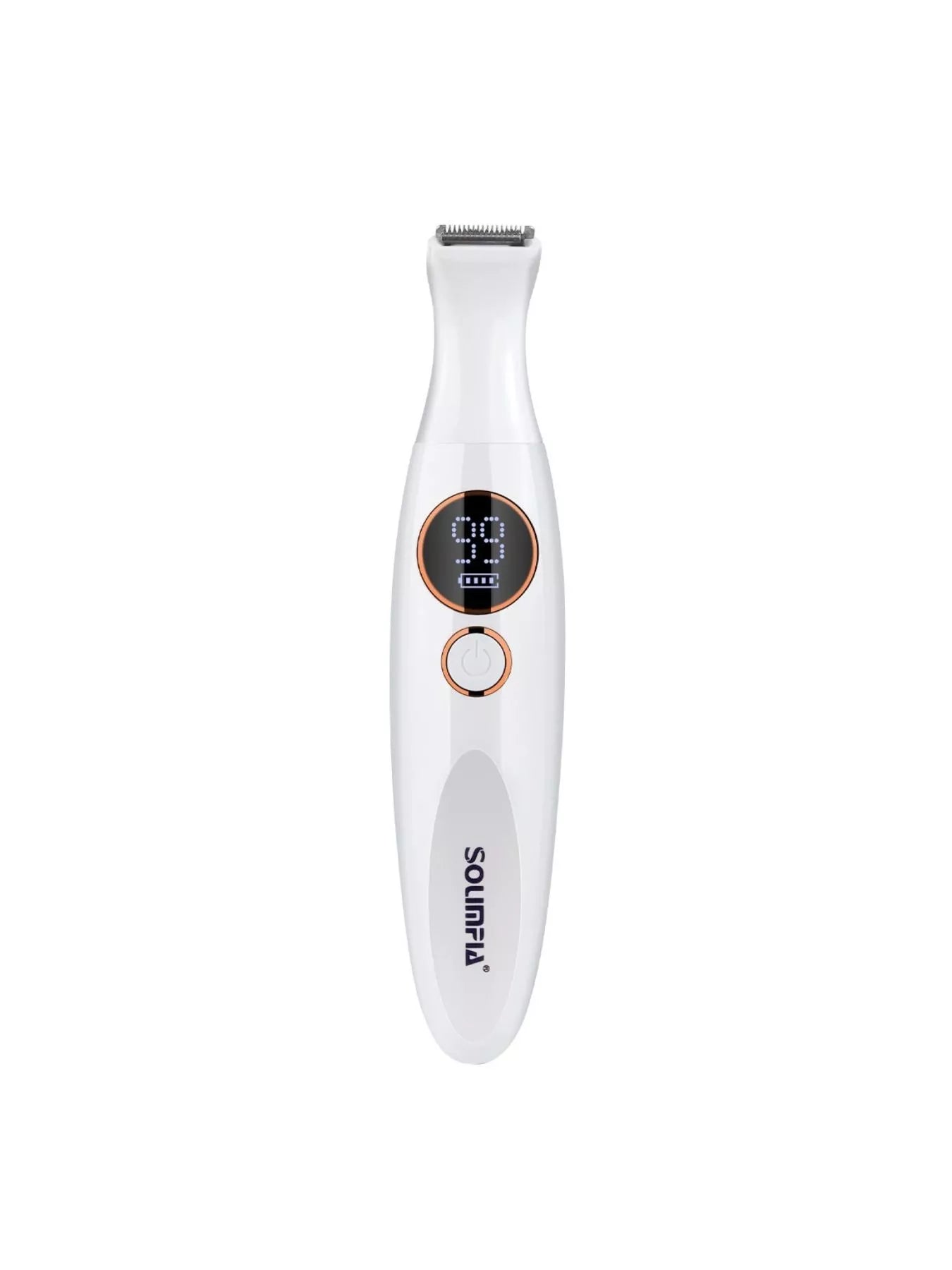 Pearl white rechargeable electric hair removal epilator from Trendsi, with multiple attachment heads and ergonomic design.
