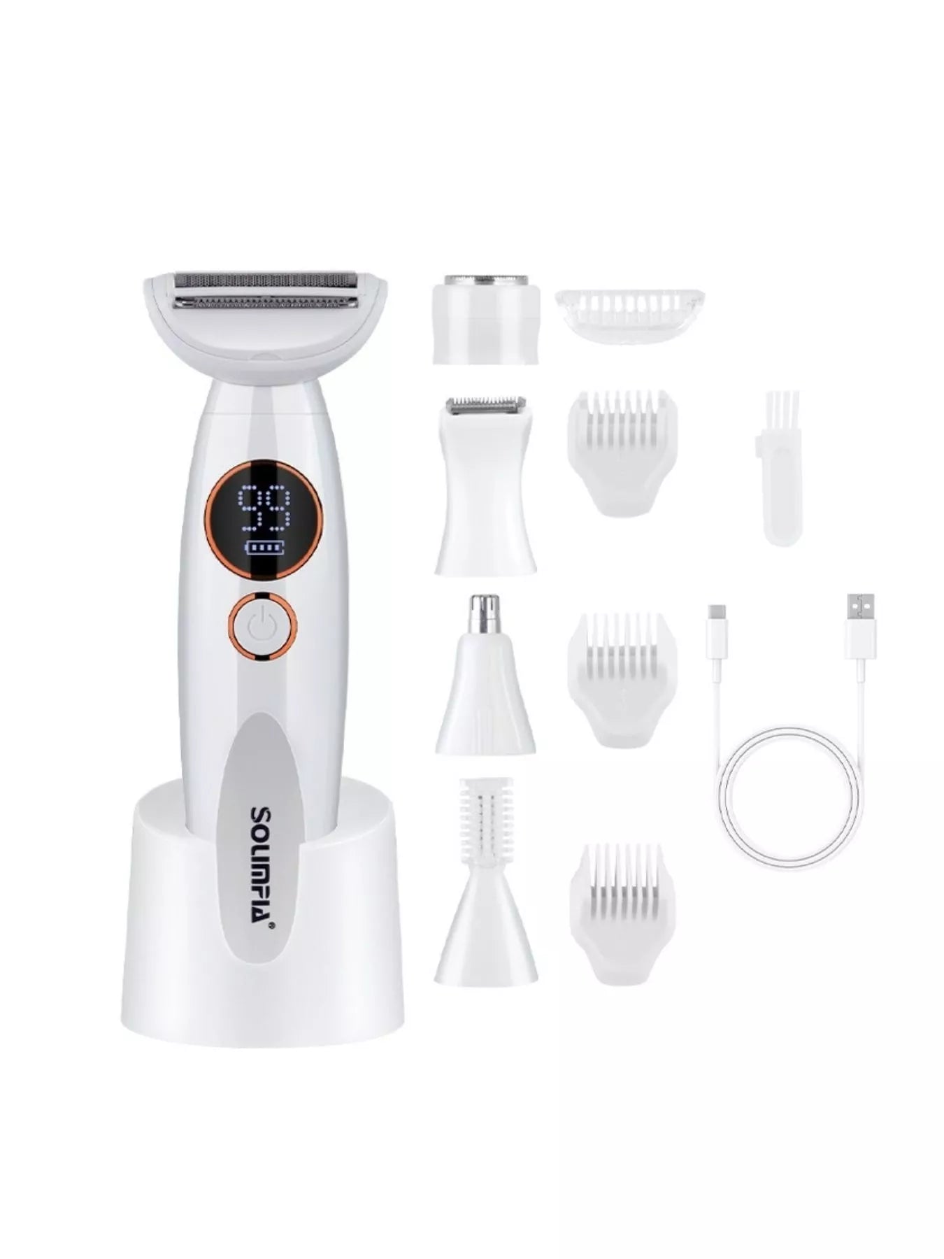 Pearl white rechargeable electric hair removal epilator by Trendsi, compact and ergonomic design for smooth skin.