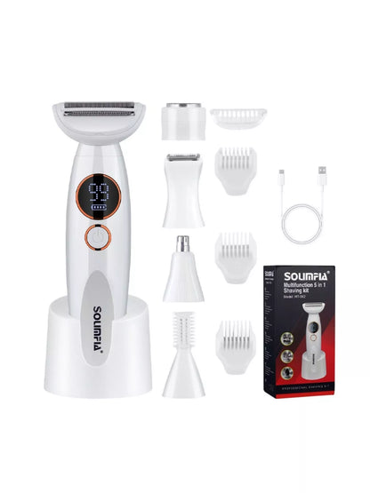 Pearl white rechargeable electric hair removal epilator by Trendsi, compact design with multiple attachments for smooth skin.