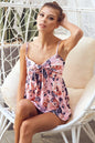 Pink floral printed jersey knit top by Trendsi featuring a tie ribbon front and relaxed, comfortable fit.