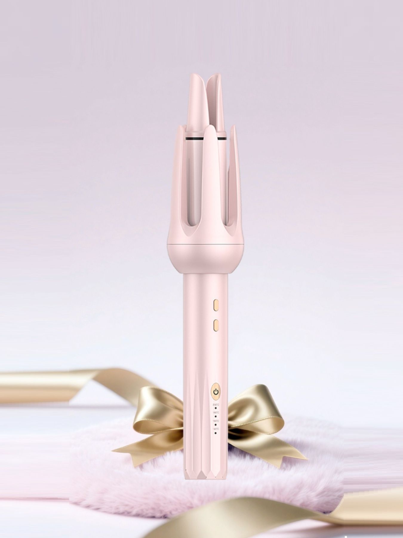 Pink automatic rotating ceramic hair curling iron from Trendsi with European plug, designed for creating smooth, curled hairstyles.