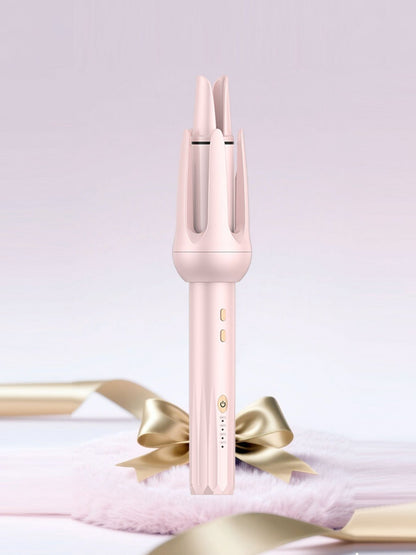 Pink automatic rotating ceramic hair curling iron from Trendsi with European plug, designed for creating smooth, curled hairstyles.