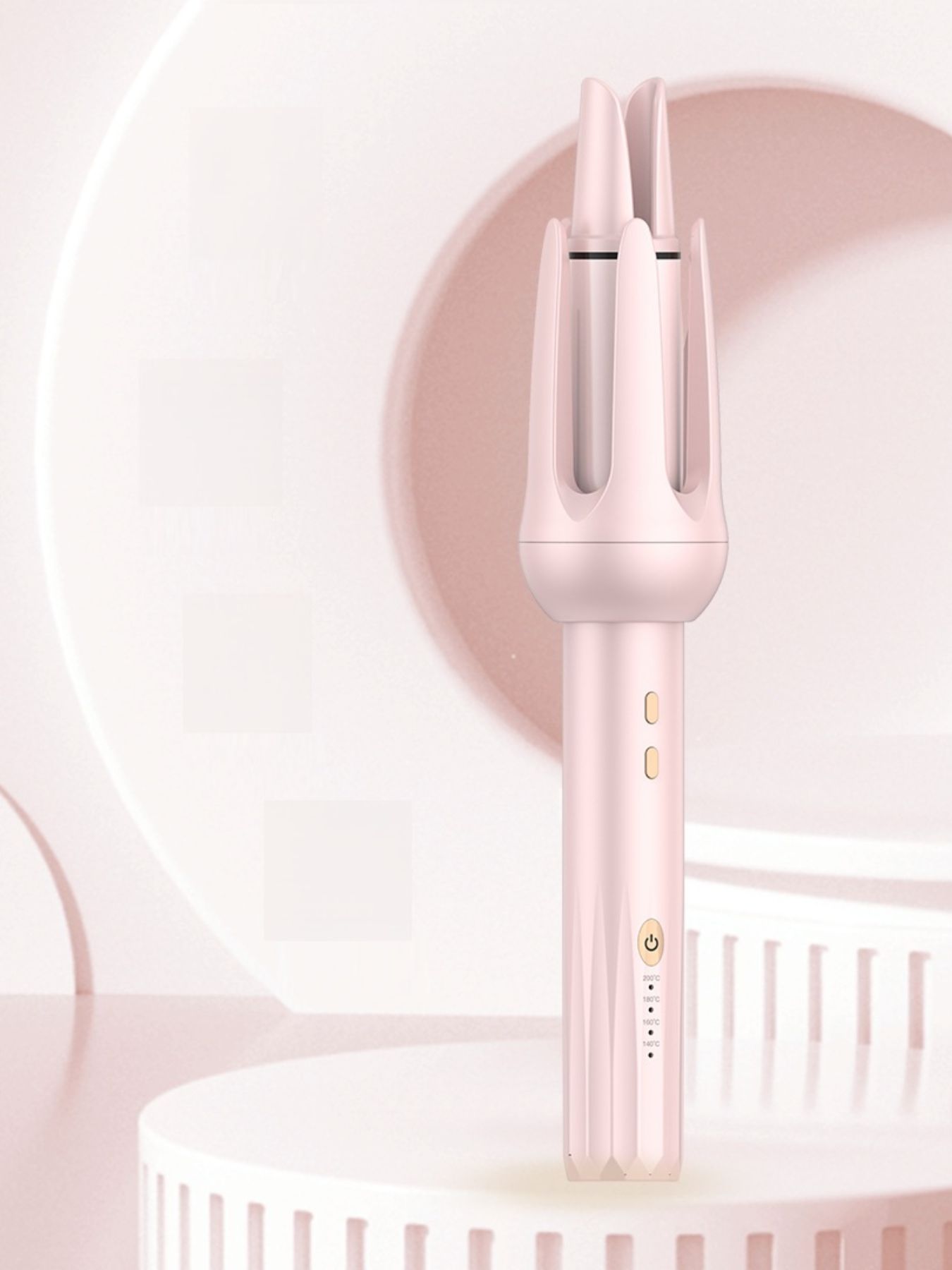 Pink automatic rotating ceramic hair curling iron by Trendsi with European plug, designed for creating effortless curls.