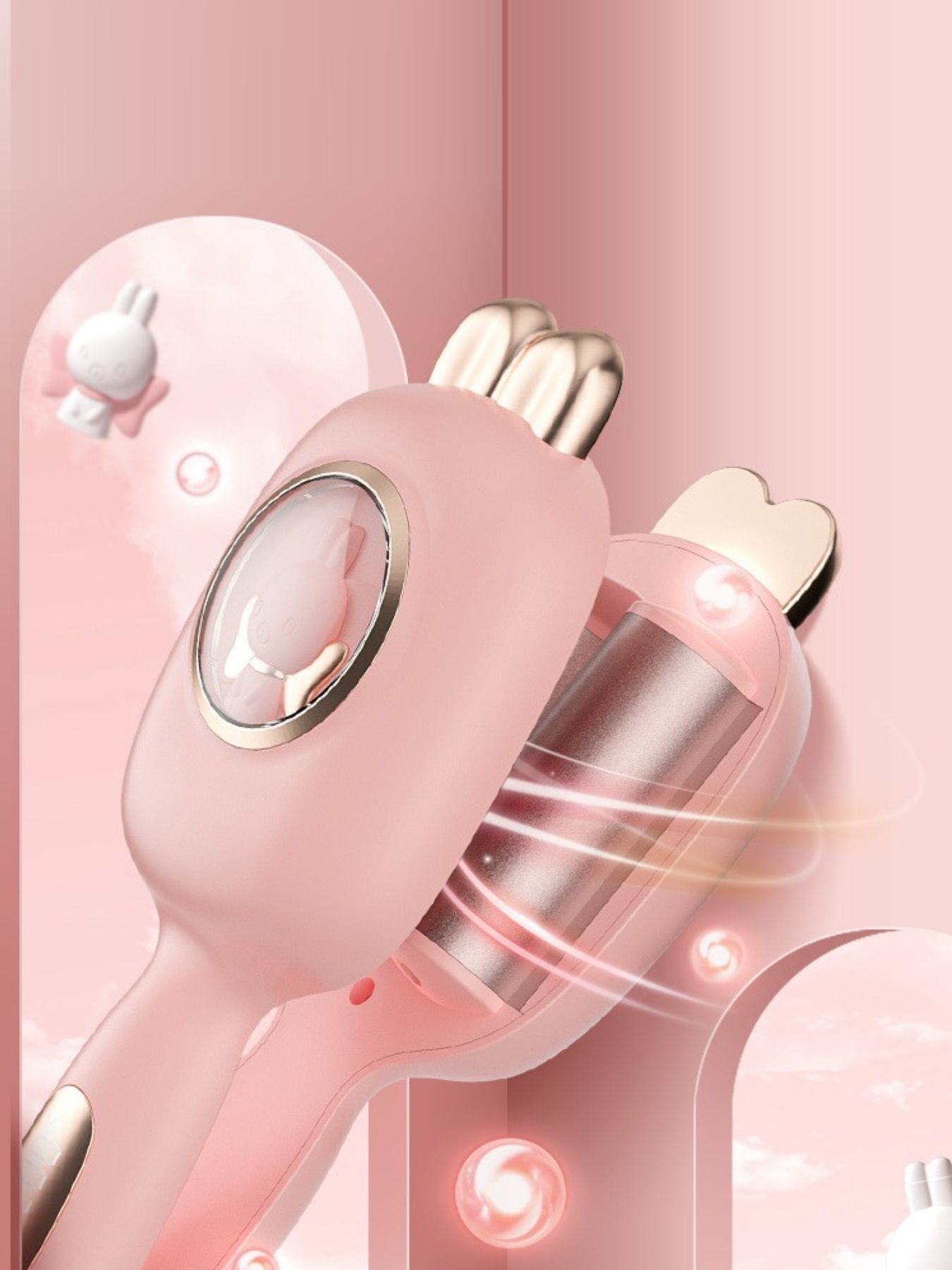 Pink Trendsi fast heating hair curling iron with European plug, showing its sleek design and curling barrel.
