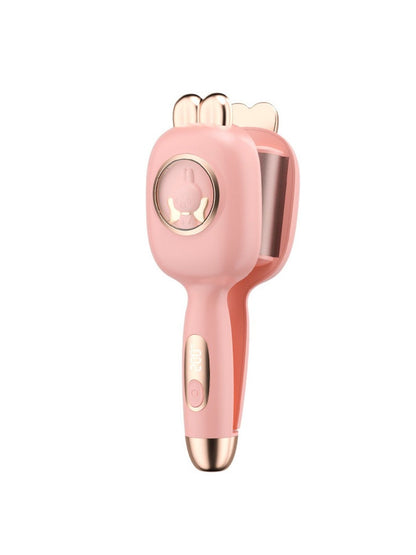 Pink Trendsi fast heating hair curling iron with European plug for easy styling and sleek curls.