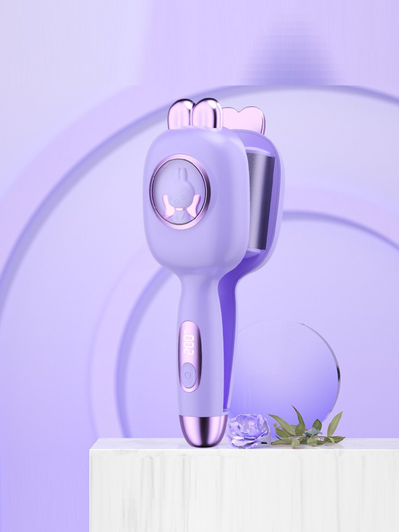 Pink Trendsi fast heating hair curling iron with European plug for quick, easy styling of curly hair.