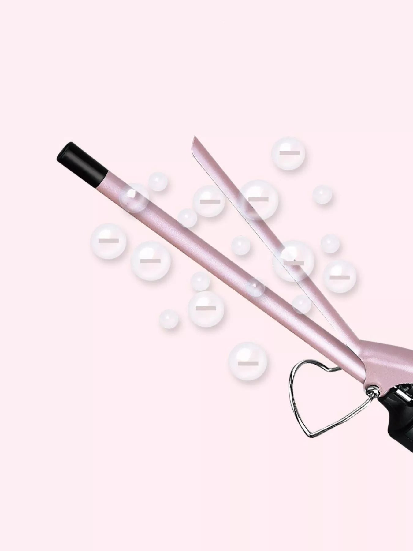 Pink professional fast heating curling iron wand with European plug, designed for quick, versatile hair curling by Trendsi.
