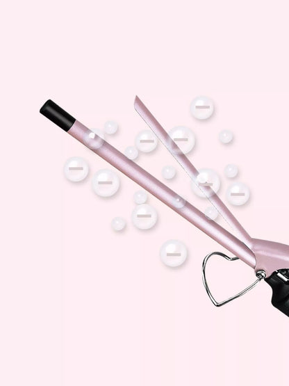 Pink professional fast heating curling iron wand with European plug, designed for quick, versatile hair curling by Trendsi.