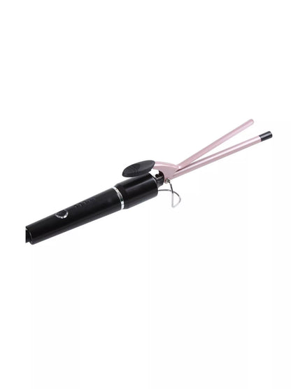 Pink professional fast heating curling iron wand with European plug, ideal for creating stylish curls and waves.