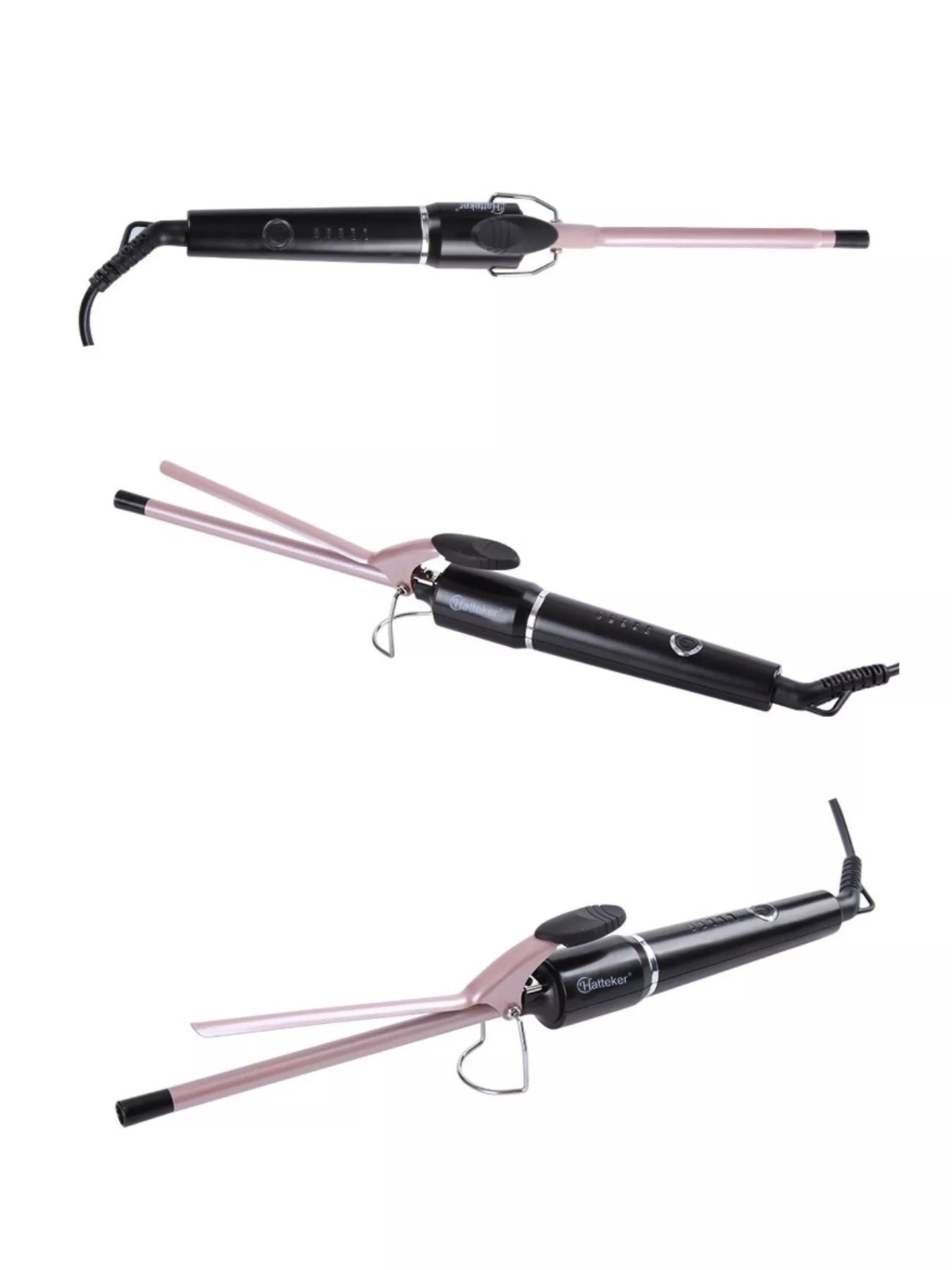 Pink professional fast heating curling iron wand with European plug, ideal for creating curls and waves.