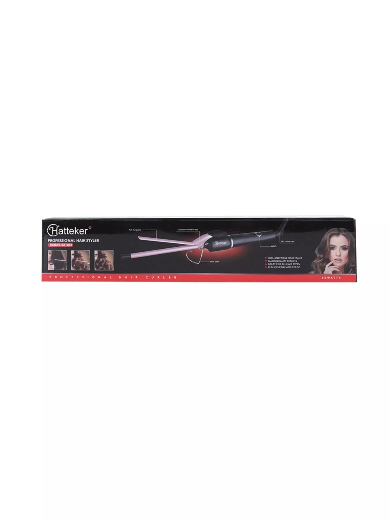 Pink professional fast heating curling iron wand with European plug, designed for creating smooth, bouncy curls.