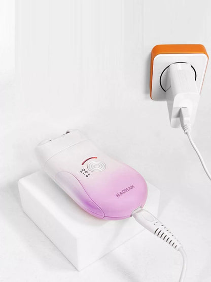 Pink 3-in-1 portable hair removal device by Trendsi with multiple attachments for easy at-home hair removal.