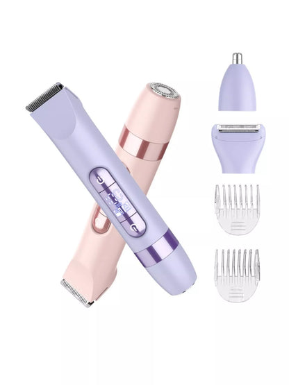 Pink 4-in-1 multifunctional painless hair removal device by Trendsi, showing different attachment heads for versatile use.