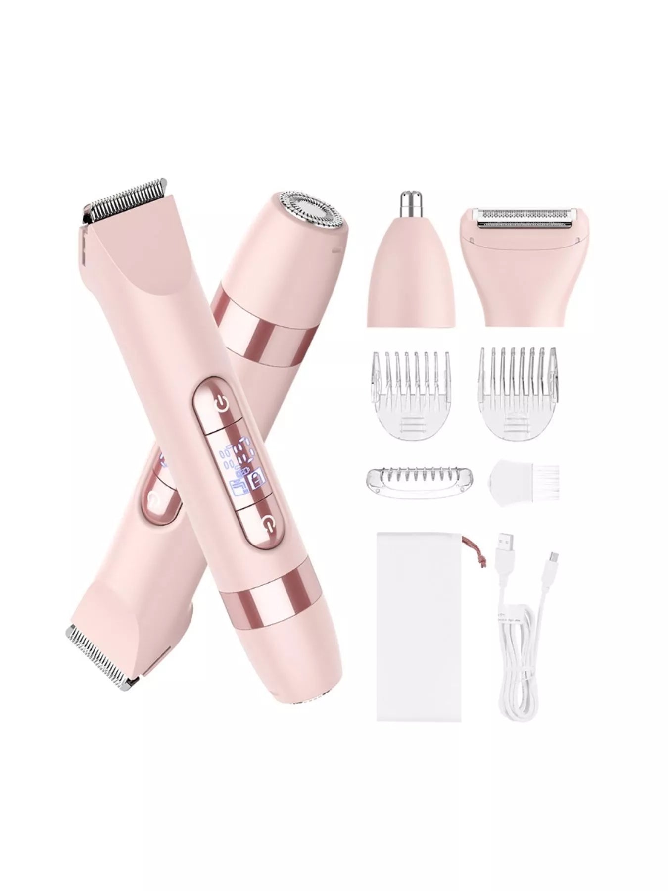 Pink 4-in-1 multifunctional painless hair removal device by Trendsi with interchangeable attachments for smooth skin.