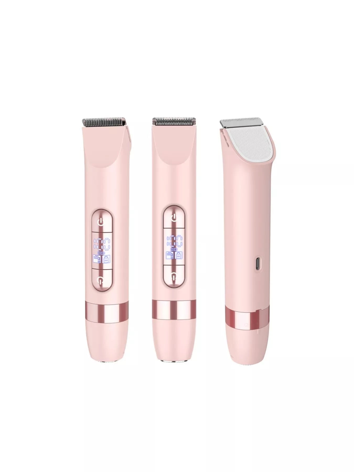 Pink 4-in-1 multifunctional painless hair removal device by Trendsi, showing handheld design and multiple attachment heads.
