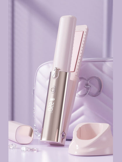 Pink cordless automatic hair curling iron from Trendsi with a sleek design and digital controls for easy styling.